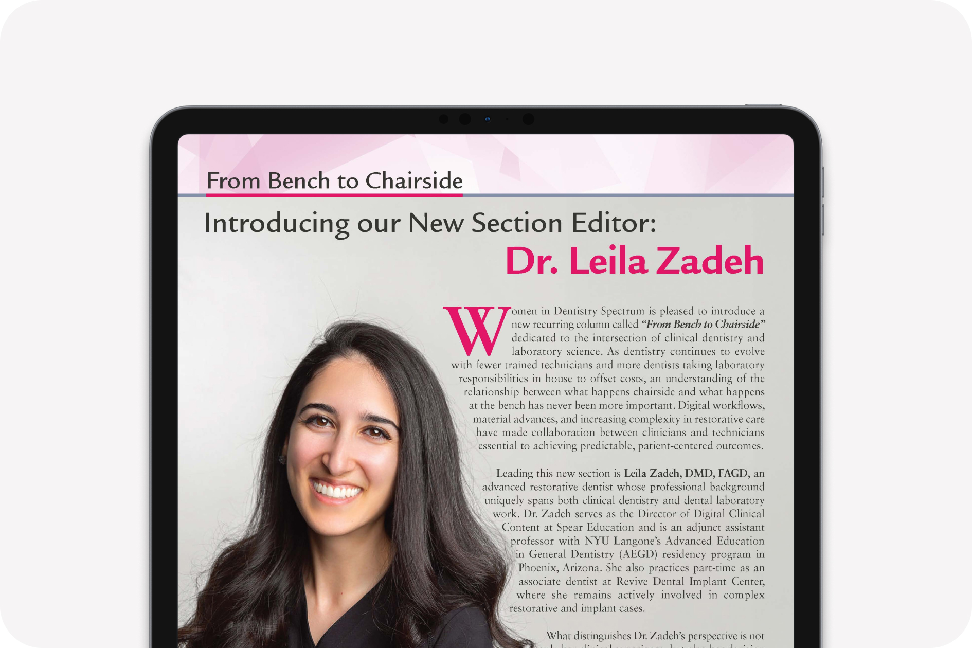 Leila Zadeh Women in Dentistry board member and section editor