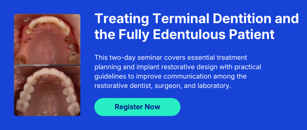 Photogrammetry for Dental Implants: The Cost of Efficiency Treating Terminal Dentition and the Fully Edentulous Patient workshop CTA, relevant to photogrammetry for dental implants and full arch treatment planning