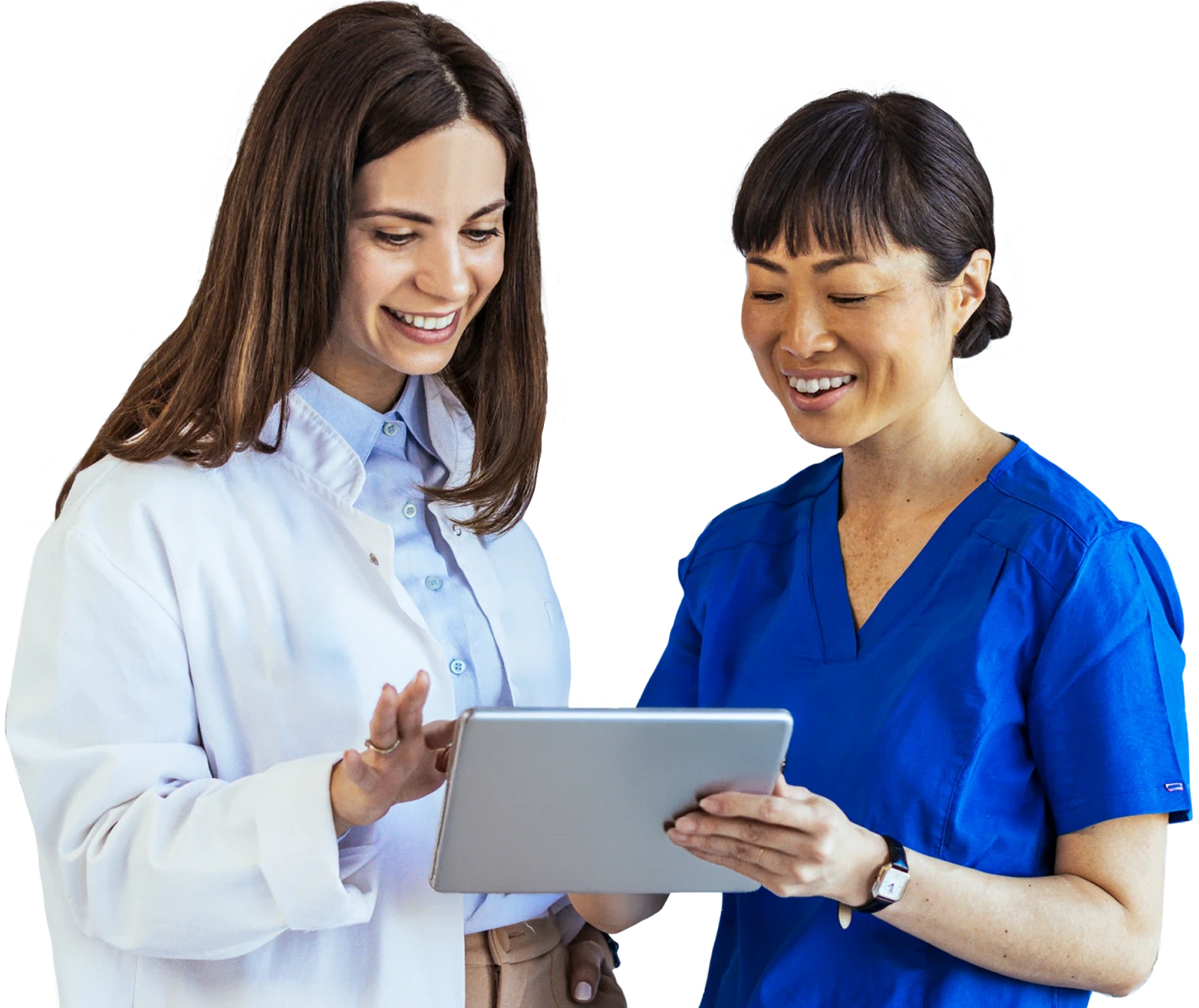 DSOs Dentist and dental team member reviewing a tablet together
